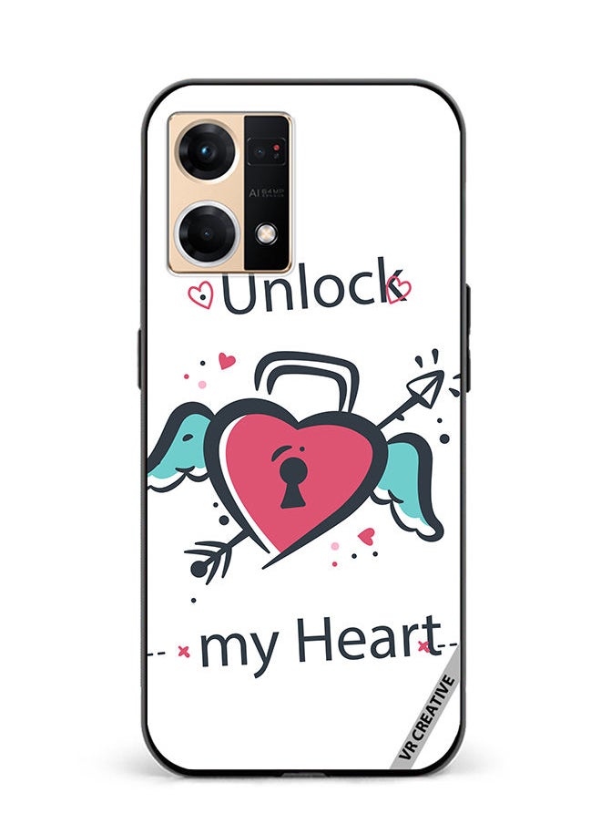 VR CREATIVE Protective Case Cover For Oppo Reno7 Unlock My Heart Design Multicolour  - Image 1