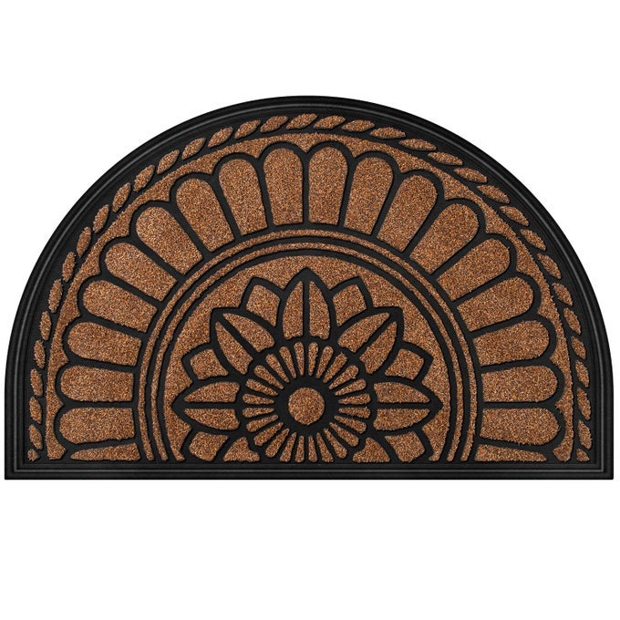 HALF ROUND DOOR MAT NONSLIP WELCOME ENTRANCE WAY MAT DURABLE RUBBER DOOR MATS LOWPROFILE HEAVY DUTY DOORMAT HALF CIRCLE MATS FOR GARAGE PATIO HIGH TRAFFIC AREAS 235 X 355 COFFEE