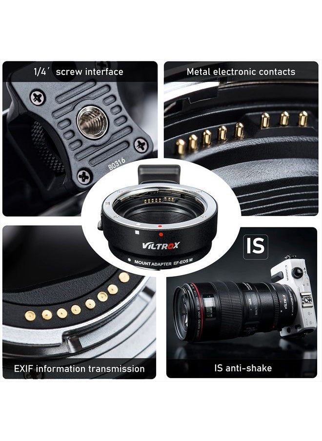 VILTROX محول التركيز التلقائي لعدسة EF-EOS M، متوافق مع عدسة Canon EF/EF-S لكاميرا Canon EOS M (حامل EF-M) بدون مرآة، هيكل كاميرا EOS M100 M50 M3 M10 M6 M5  - Image 2
