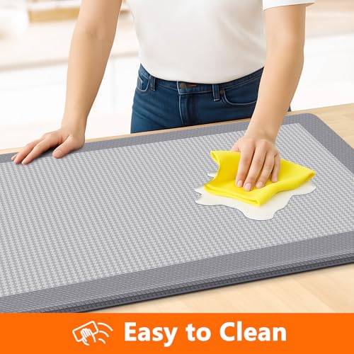 SofterCharm Kitchen Mats, 2PCS Kitchen Rugs for Floor, Cushioned Anti-Fatigue Mats for Kitchen Floor, Non-Slip Standing Desk Mat for Sink, Home, Laundry & Office, 17.3"x30"+17.3"x47" (Grey) - Image 3