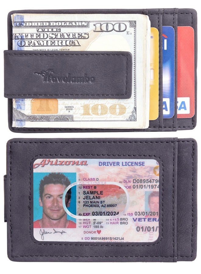 Travelambo Money Clip Front Pocket Wallet Slim Minimalist Wallet RFID Blocking, Black Smooth, One Size, Minimalist - Image 2