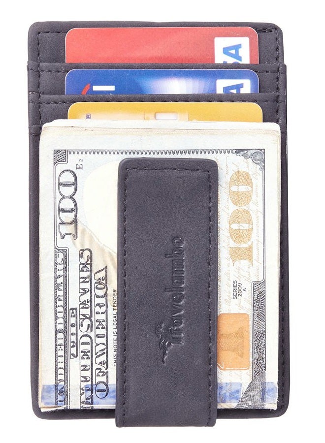 Travelambo Money Clip Front Pocket Wallet Slim Minimalist Wallet RFID Blocking, Black Smooth, One Size, Minimalist - Image 4