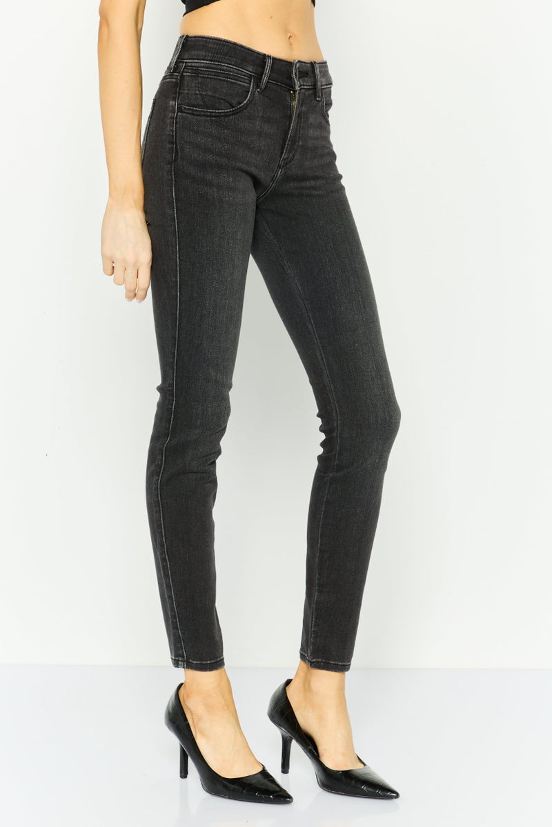 Wrangler Women Skinny Fit Washed Denim Jeans, Black - Image 4
