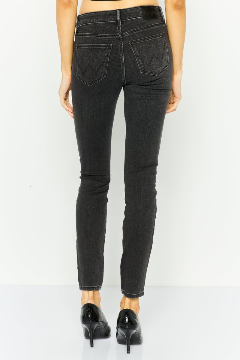 Wrangler Women Skinny Fit Washed Denim Jeans, Black - Image 2