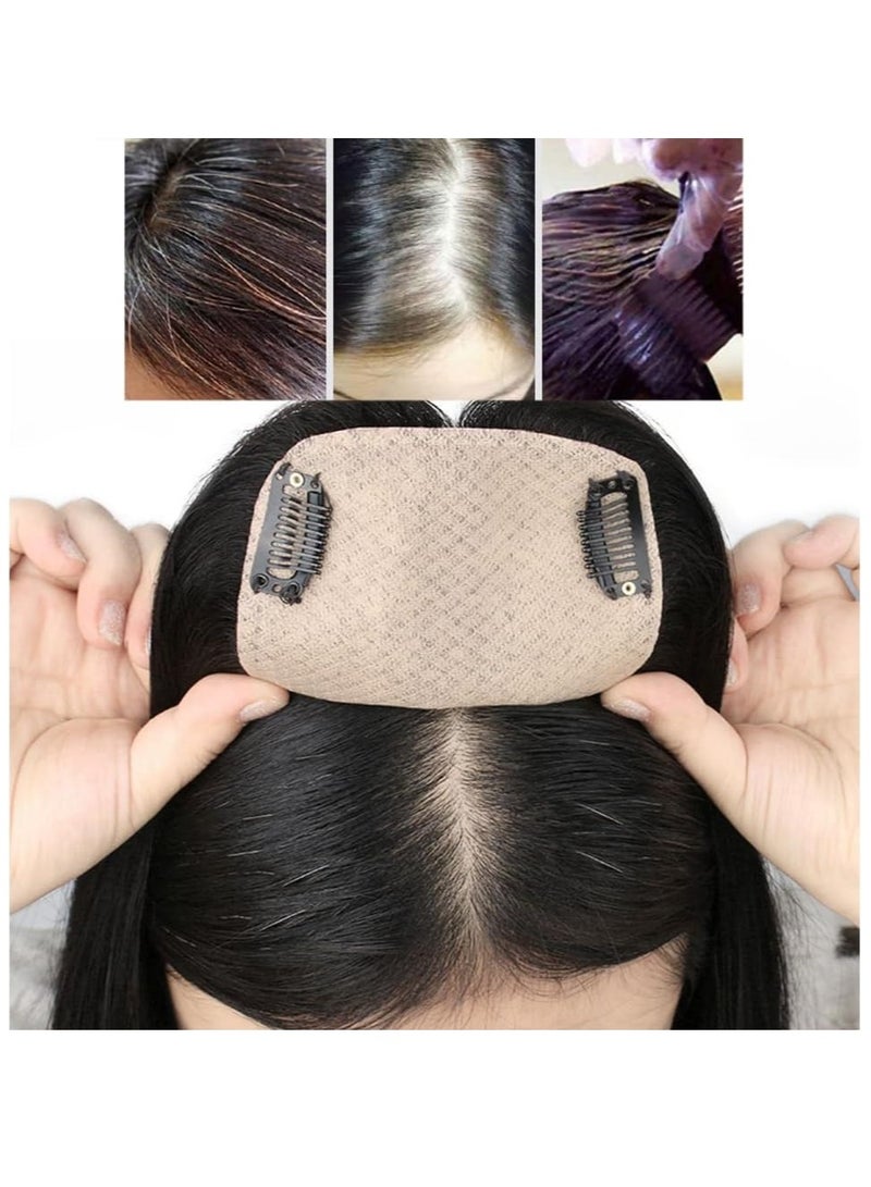 إستيل قاعدة حريرية من الشعر البشري، مشابك في قطع الشعر، غطاء مستقيم، تساقط الشعر الأبيض للنساء، شعر ريمي أسود (غطاء أسود طبيعي 7X10) - Image 3
