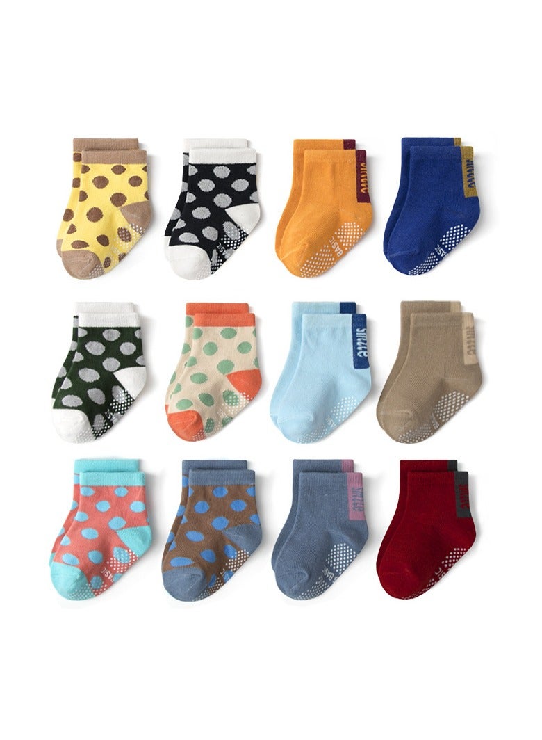 Children's Floor Socks Baby Non-Slip Socks 12 Pairs - Image 1