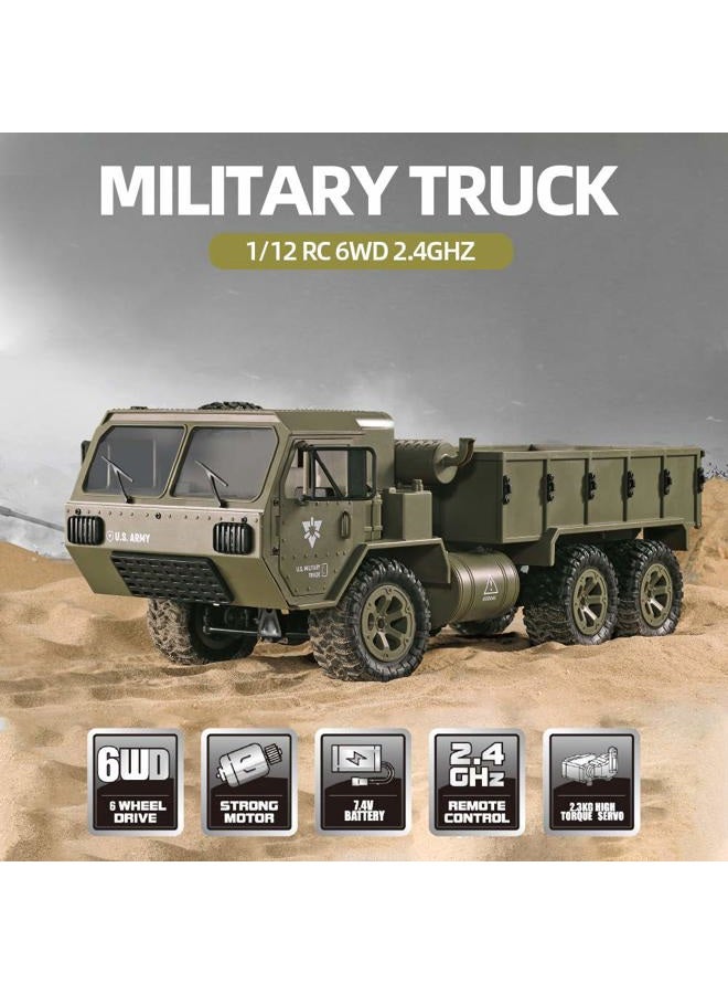 GoolRC شاحنة عسكرية RC، مقياس 1:12، سيارة تحكم عن بعد 6WD، سيارات الجيش بتردد 2.4GHz، شاحنة طرق وعرة لجميع التضاريس، هدية سيارة كهربائية للبالغين - Image 3