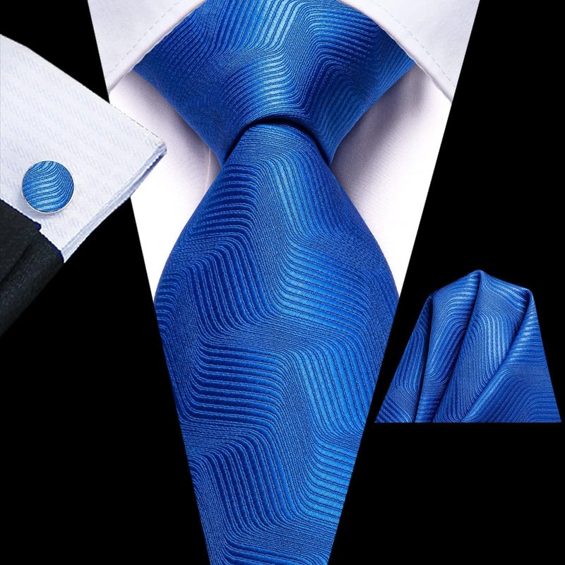 Dubulle Mens Paisley Striped Tie WOVEN Necktie for Men and Handkerchief Cufflinks Set Wedding Formal Business - Image 3