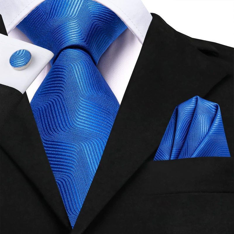 Dubulle Mens Paisley Striped Tie WOVEN Necktie for Men and Handkerchief Cufflinks Set Wedding Formal Business - Image 4