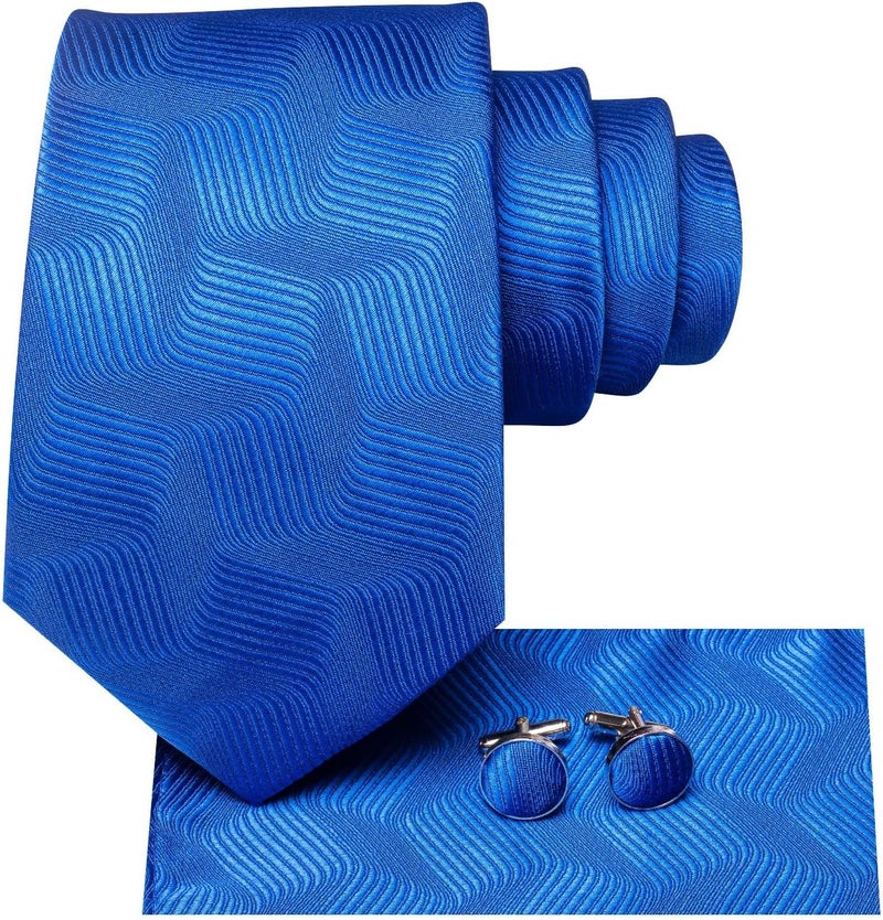 Dubulle Mens Paisley Striped Tie WOVEN Necktie for Men and Handkerchief Cufflinks Set Wedding Formal Business - Image 1