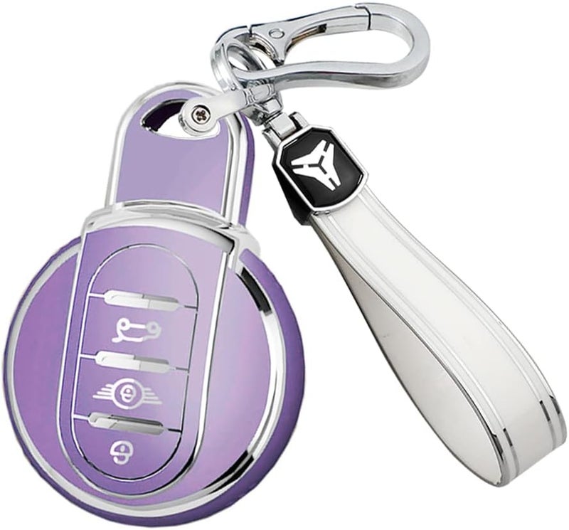 KUNIO Purple Car Key Fob Cover for BMW Mini - Image 1