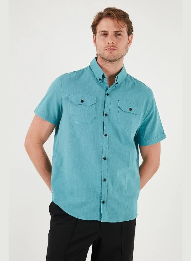 Buratti  Buratti Button-Down Collar Cotton Slim Fit Shirt with Pockets Men's SHIRT CF21S111153 for Men | Best Price UAE