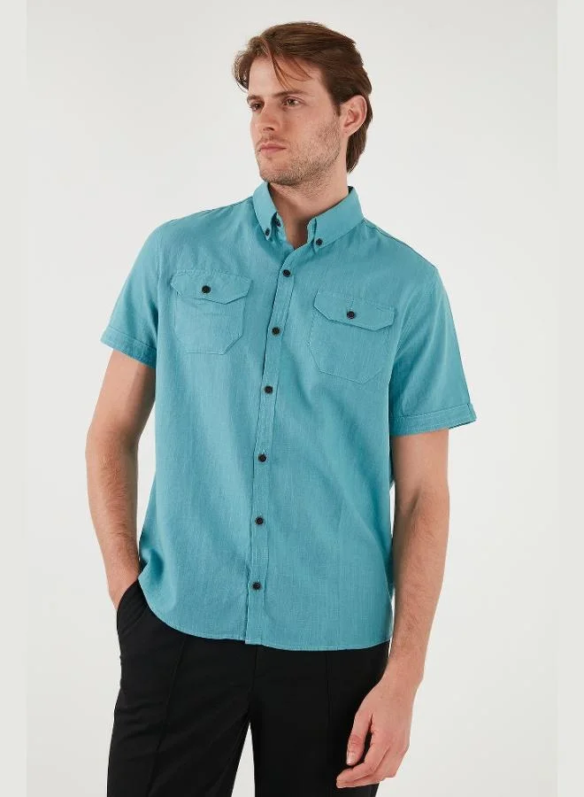 Buratti  Buratti Button-Down Collar Cotton Slim Fit Shirt with Pockets Men's SHIRT CF21S111153 for Men | Best Price UAE