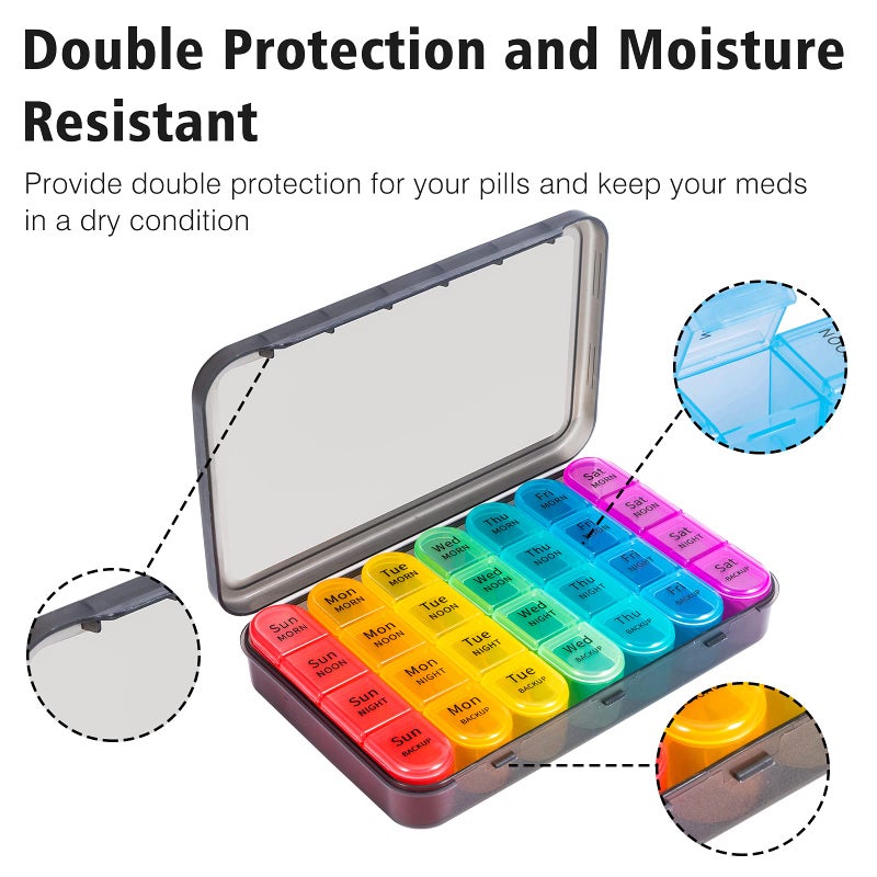 Daviky Pill Organizer 4 Times a Day - Pill Box 7 Day, Large Weekly Medicine Pill Organizer for Travel with Removable Individual Containers, Pill Case to Hold Daily Vitamins, Supplements and Medication - Image 4