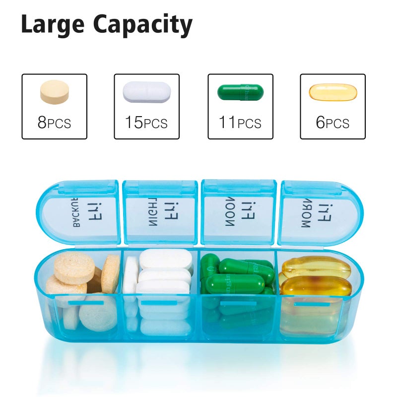Daviky Pill Organizer 4 Times a Day - Pill Box 7 Day, Large Weekly Medicine Pill Organizer for Travel with Removable Individual Containers, Pill Case to Hold Daily Vitamins, Supplements and Medication - Image 2