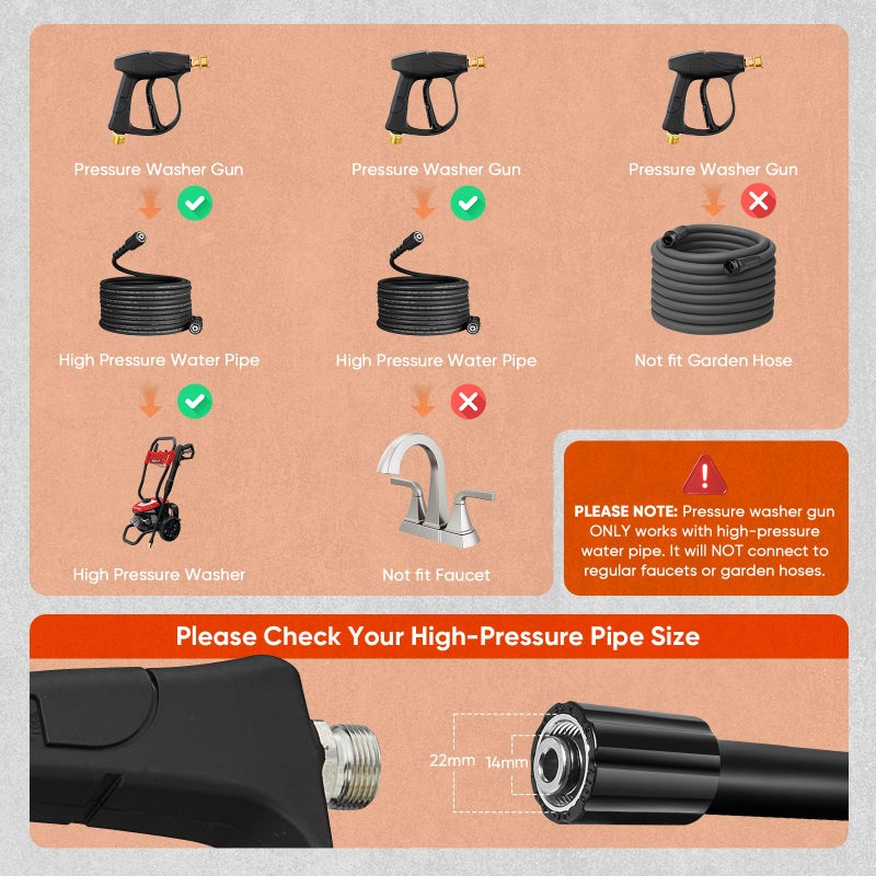 SakerPlus Foam Cannon Dual Connector Accessory,Pressure Washer Gun with Foam Cannon,1/4 Inch Quick Connector with 5 Power Washer Sprayer Nozzles,for Car Washing and Cleaning - Image 4