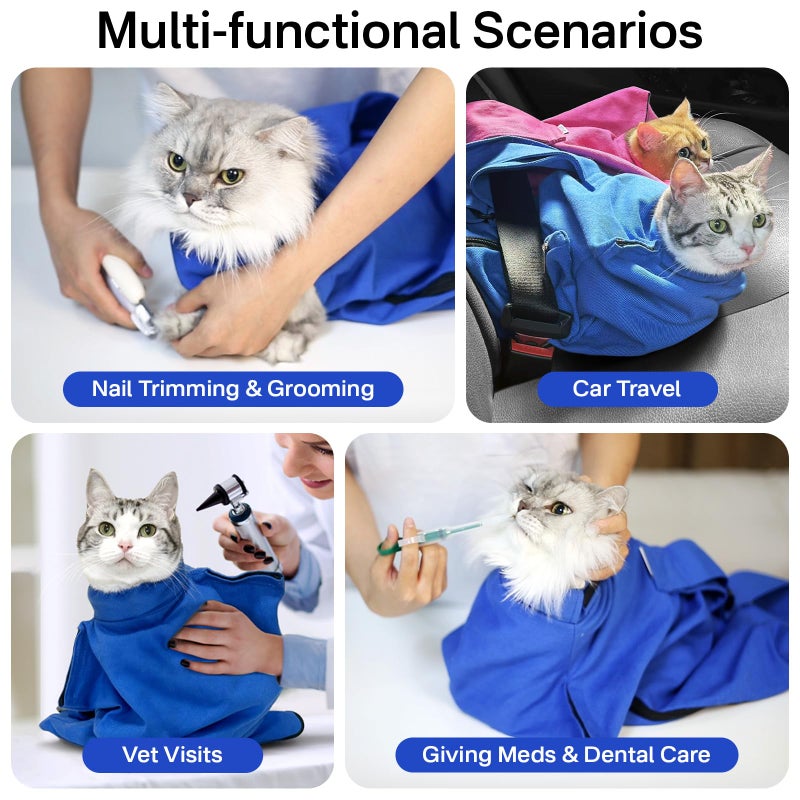 AmKune Cat Carrier Pouch for Medium Cats 10â€“20 lbs, Soft Cat Carrier with Upgraded Adjustable Strap, Durable Cotton Cat Bag for Nail Trimming, Medication & Vet Visits â€“ Klein Blue - Image 3