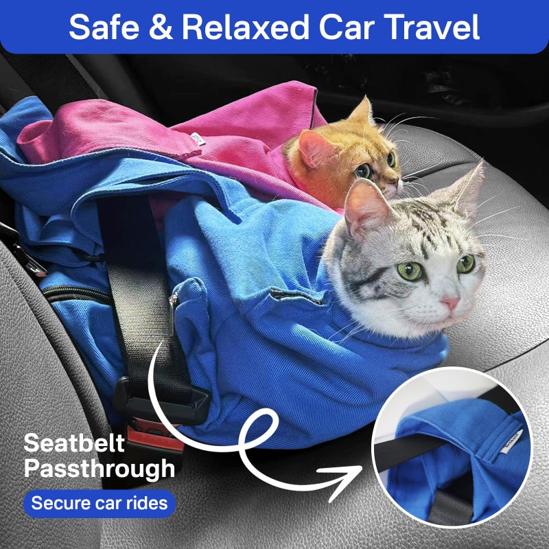 AmKune Cat Carrier Pouch for Medium Cats 10â€“20 lbs, Soft Cat Carrier with Upgraded Adjustable Strap, Durable Cotton Cat Bag for Nail Trimming, Medication & Vet Visits â€“ Klein Blue - Image 5