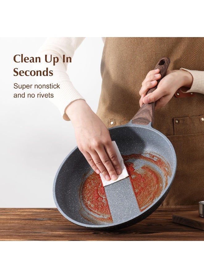SENSARTE Nonstick Frying Pan Skillet, Swiss Granite Coating Omelette Pan, Healthy Stone Cookware Chef's Pan, PFOA Free (8/9.5/10/11/12.5 Inch) (9.5 Inch) - Image 4