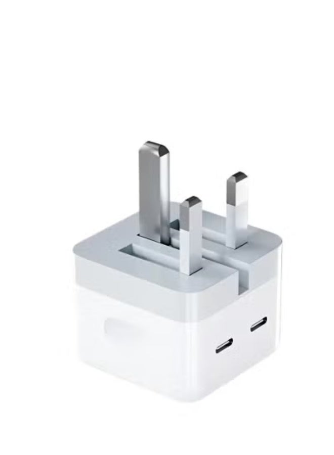 TIGER 50W Dual USB-C Fast Charger Adapter | 2 Type-C Ports for Quick Charging | Compatible with iPhone 14/13/12/11, iPad Pro, iPad Mini 6 & Other USB-C Smartphones & Tablets – White - Image 1