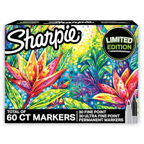 Sharpie Permanent Markers Limited Edition Set Contains Fine Point Markers and UltraFine Point Markers 60 Count - Image 1