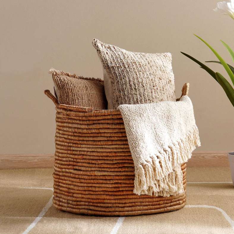 Pan Home Espie Jute Storage Basket With Handle 40x40x32cm- Natural