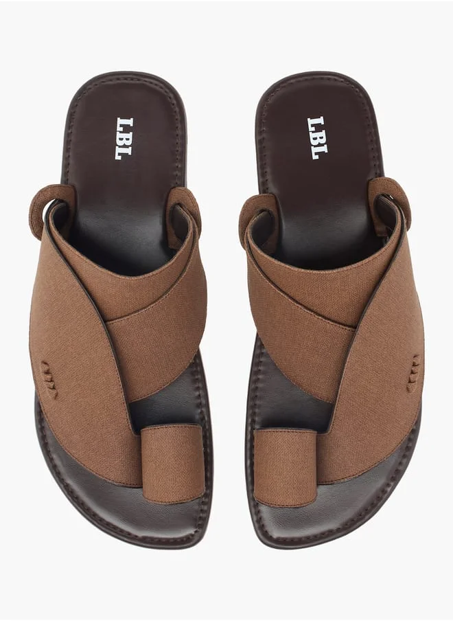 LBL by Shoexpress Men Textured Slip-On Arabic Sandals with Toe Loop Detail Ramadan Collection