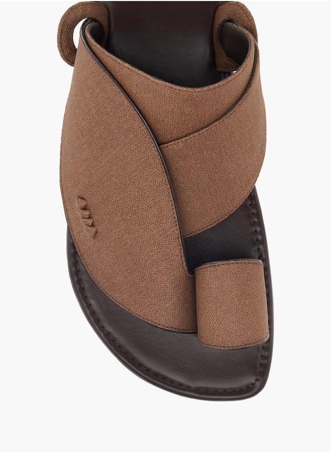 LBL by Shoexpress Men Textured Slip-On Arabic Sandals with Toe Loop Detail  - Image 3