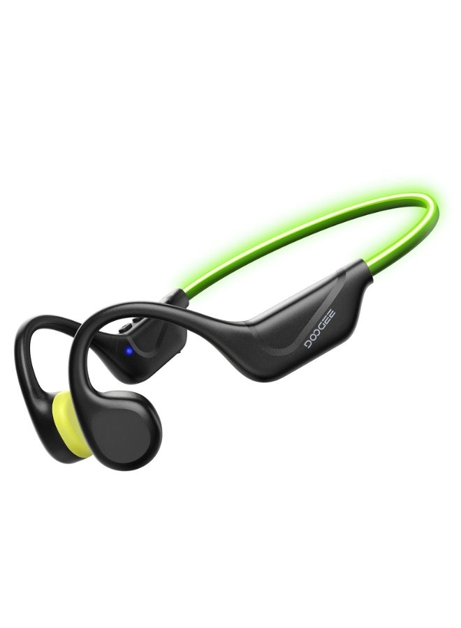 DOOGEE Bone Conduction Headphones, Open-Ear Sports Bone Conduction Headphones with LED Safety Light, IP66 Waterproof, Bluetooth 6.0, 10h Playtime and Adjustable Headband for Night Running - Image 1