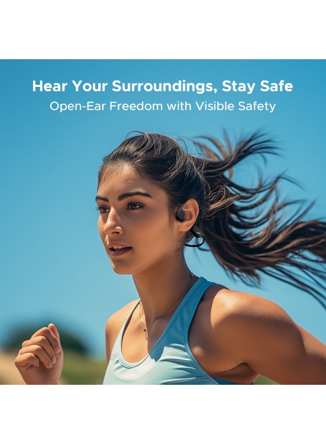 DOOGEE Bone Conduction Headphones, Open-Ear Sports Bone Conduction Headphones with LED Safety Light, IP66 Waterproof, Bluetooth 6.0, 10h Playtime and Adjustable Headband for Night Running - Image 4