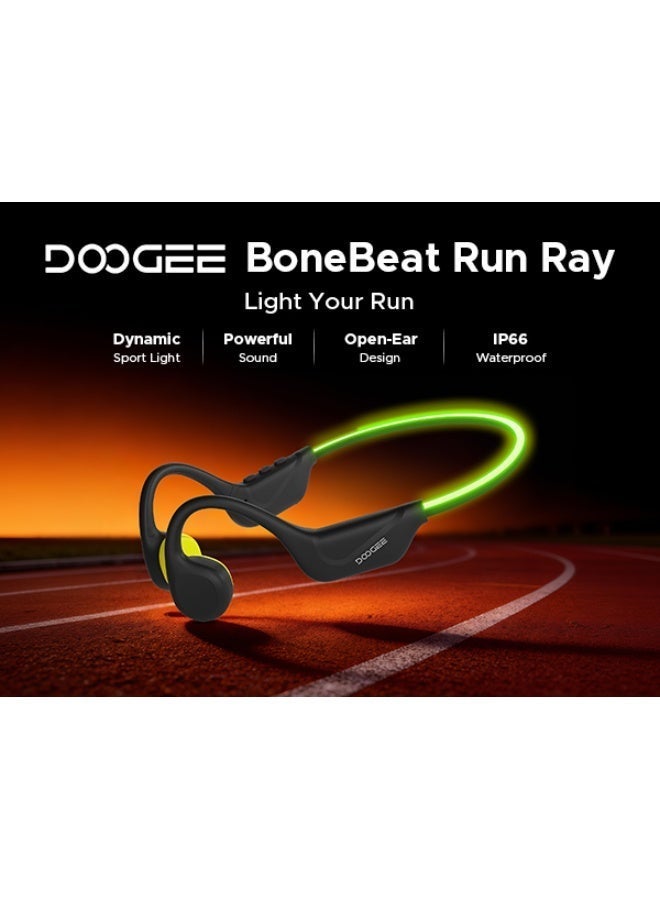 دوجي DOOGEE Bone Conduction Headphones, Open-Ear Sports Bone Conduction Headphones with LED Safety Light, IP66 Waterproof, Bluetooth 6.0, 10h Playtime and Adjustable Headband for Night Running - Image 1