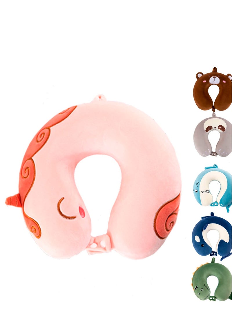 KASTWAVE Cartoon Travel Pillow, Comfortable Neck Pillow, Airplane Memory Foam Travel Pillow, Suitable for Airplane, Car, Train, Bus (Unicorns) - Image 1
