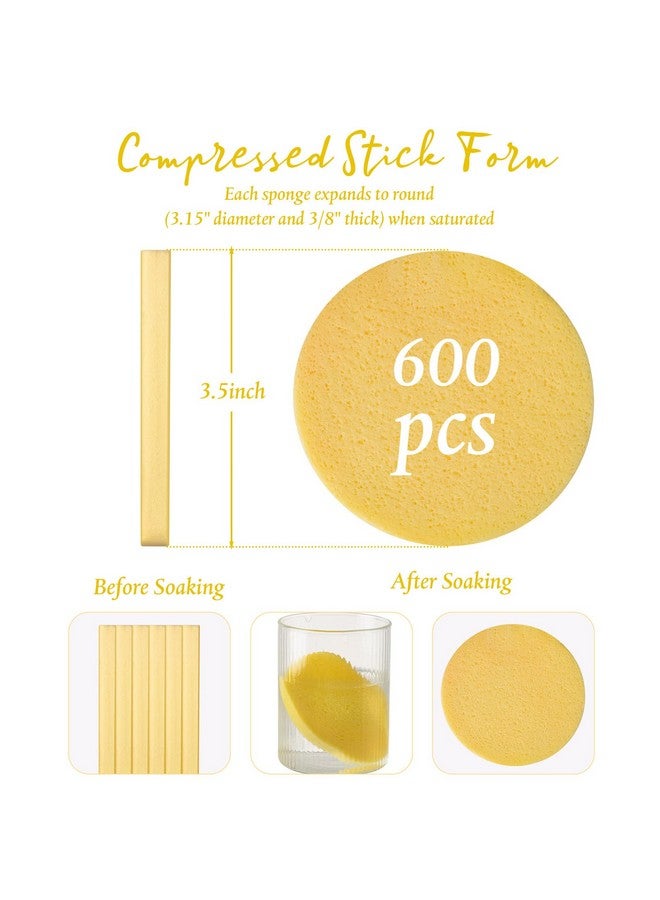 Foaincore 600 Pieces Compressed Facial Sponge Round Facial Sponge for Estheticians Face Sponges for Cleansing Face Wash Sponges Disposable Sponges for Women Spa Exfoliating Cleansing(Yellow) - Image 2