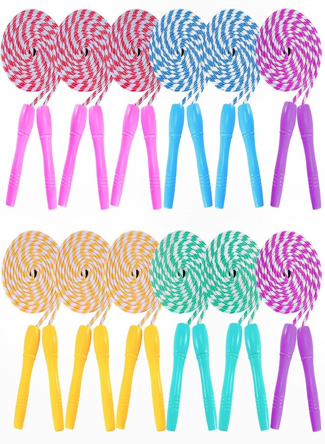 Dyrfolm 12 Pack Jump Rope for Kids,Jump Rope Stripe Ropes with Plastic Handles,Adjustable Skipping Rope,Colorful Jumping Skipping Stripe Rope for Outdoor Sports Exercise Activity,Assorted Colors - Image 1