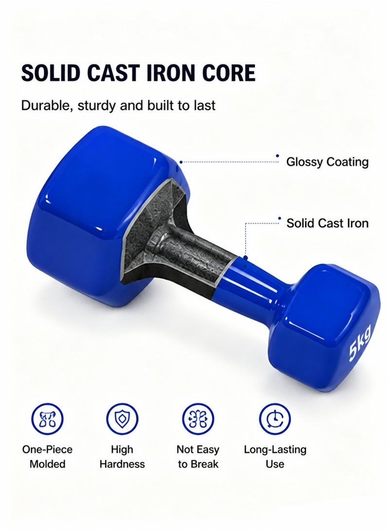 ULHYC Weightlifting dumbbell made of vinyl, 5 kg, consisting of two pieces - Image 2