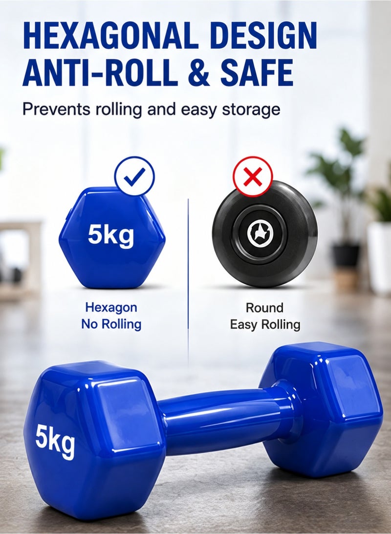 ULHYC Weightlifting dumbbell made of vinyl, 5 kg, consisting of two pieces - Image 3