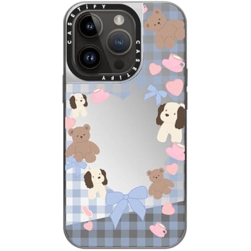 Casetify Mirror Case for iPhone 14 Pro Compatible with Magsafe - Puppy Pudding - Silver on Silver - Image 3