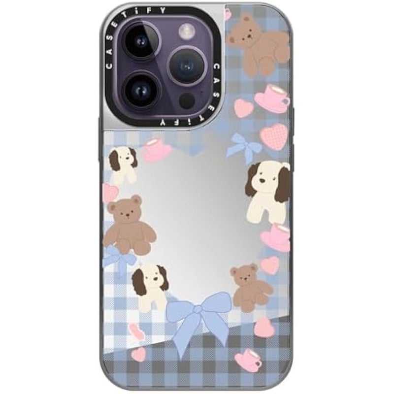 Casetify Mirror Case for iPhone 14 Pro Compatible with Magsafe - Puppy Pudding - Silver on Silver - Image 2
