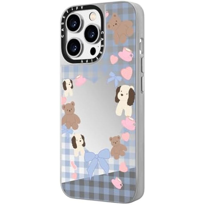 Casetify Mirror Case for iPhone 14 Pro Compatible with Magsafe - Puppy Pudding - Silver on Silver - Image 5