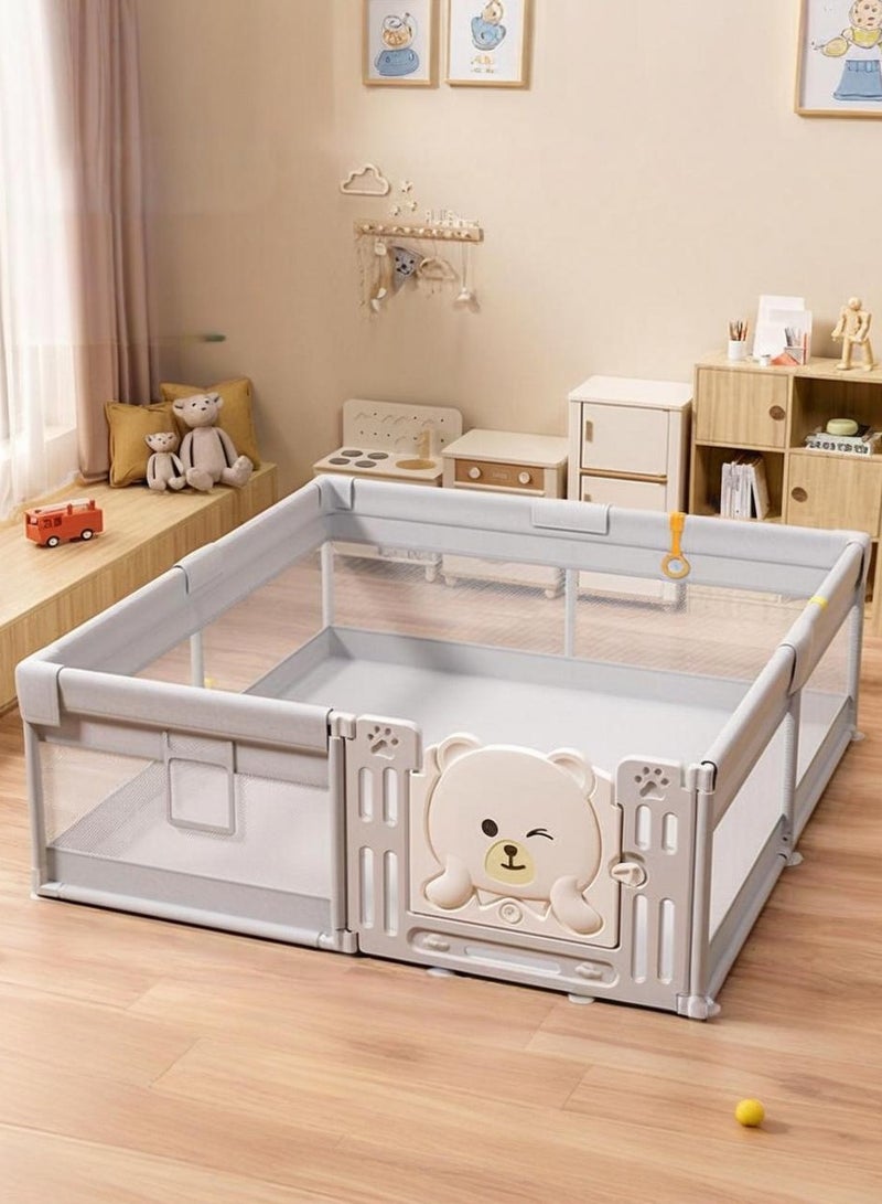 والالا Baby Fence, Floor Fence, Home Baby Toddler Fence, Fall-proof Playpen, Extra Large Baby Playard with Gate, With 60 Sea Balls, 2 Handle Ring, Storage Bag,180*200CM - Image 1