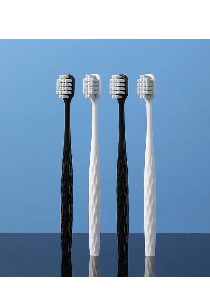 RAOYI Antibacterial toothbrush 2 packs diamond pattern brush handle adult home wide head couple soft bristle toothbrush - Image 4