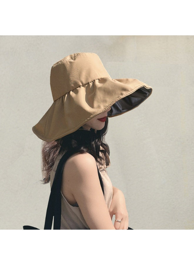 قبعة شمسية عريضة الحافة مع حماية من الأشعة فوق البنفسجية، تصميم قابل للعكس، رباط قابل للتعديل (كاكي) - Image 3