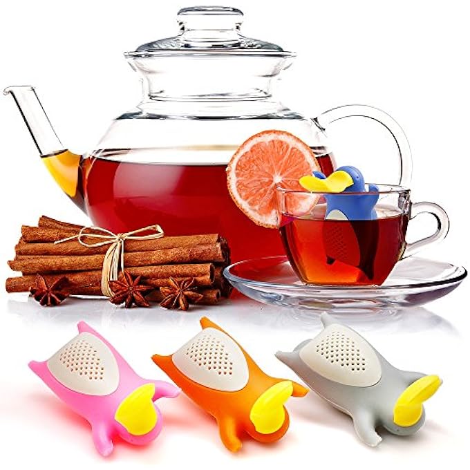 FineGood Tea Infusers For Loose Leaf Tea Set Of 4 Pack Platypus Silicone Tea Filter Strainers - Image 4