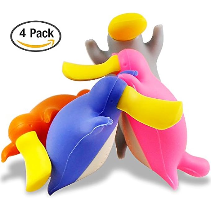 FineGood Tea Infusers For Loose Leaf Tea Set Of 4 Pack Platypus Silicone Tea Filter Strainers - Image 3