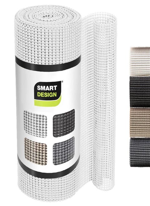 Smart Design Classic Grip Shelf Liner - 12in x 20ft - Non-Adhesive Drawer Liner with Strong Grip Helps Protect and Personalize Your Home Organization and Storage - White