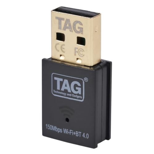 TAG Rapidbay WiFi & Bluetooth 4.2 USB Adapter | 150Mbps 2.4GHz Wireless Dongle | Plug & Play for PC/Laptop/Desktop | Windows 11/10/8.1/7 | Nano Design | Soft AP Mode | Secure Connection - Image 1