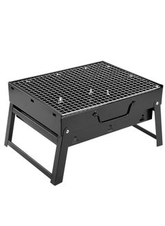 Generic Folding Portable Charcoal BBQ Grill Stainless Steel Camping Barbecue Oven Black  - Image 1