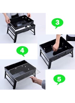 Generic Folding Portable Charcoal BBQ Grill Stainless Steel Camping Barbecue Oven Black  - Image 4