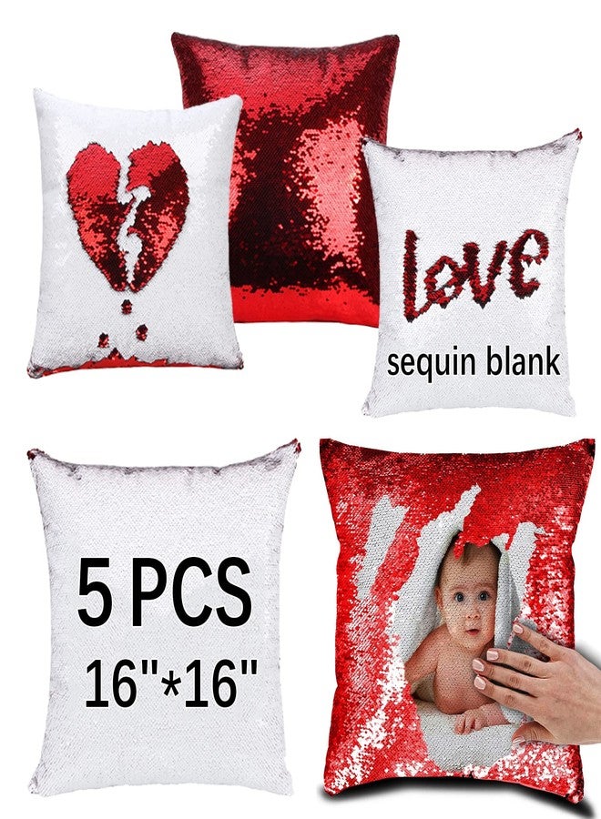 ORJ Sublimation Sequin Pillow Case Blanks 16''x16'' Flip Reversible Mermaid Decorative Personalized Cushion Throw Pillow Covers for Kids - Image 1