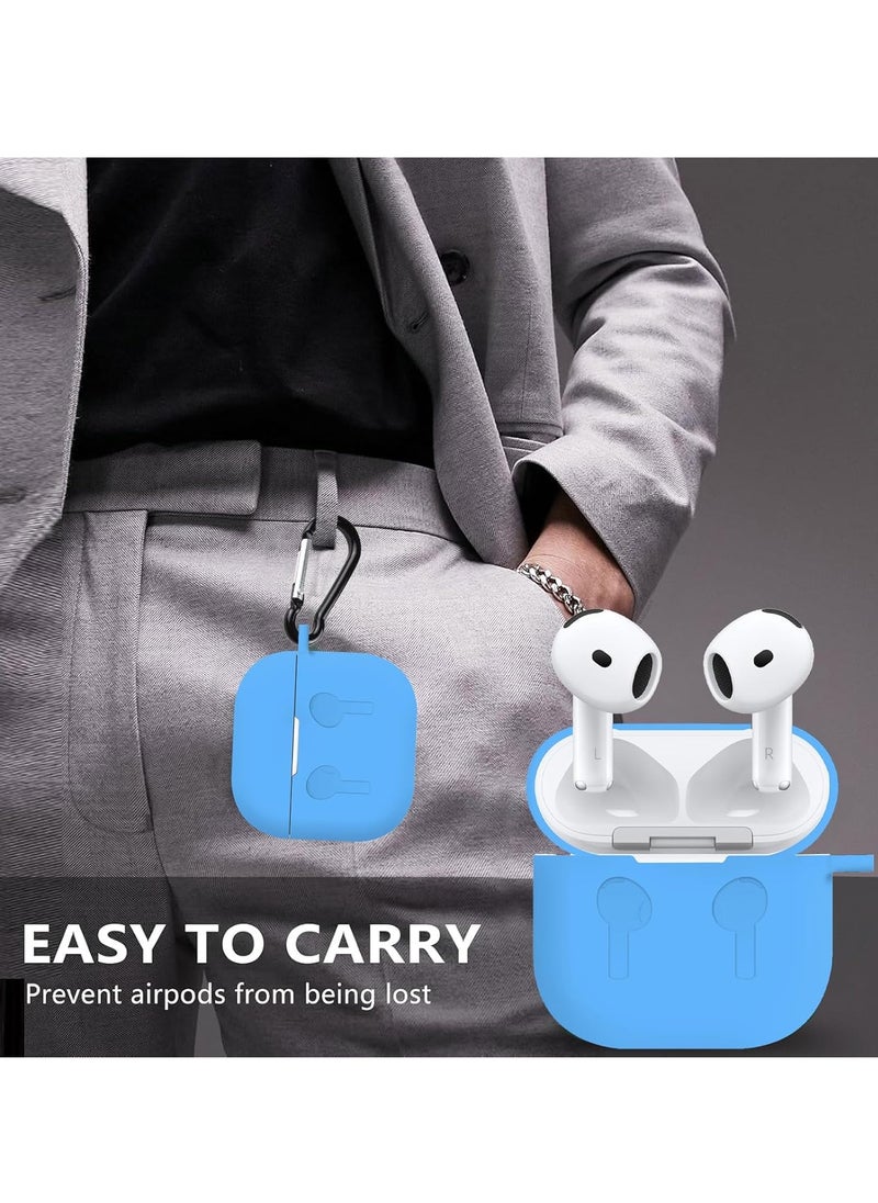 MIGOFAST - AirPods 4 Case Silicone Compatible with AirPods 4th Generation Case (2024)  D rop Protection Cover with Keychain  Sky Blue - Image 1